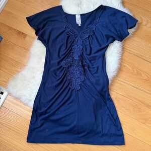 Dark Blue Lace Front detail Mini Dress - size large
